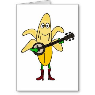CV  Funny Banana Playing Banjo Cartoon Greeting Card