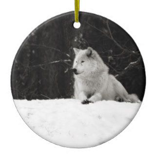 Snow Wolf Christmas Ornaments