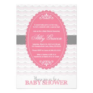 Baby shower invite for girls   pink and gray   780