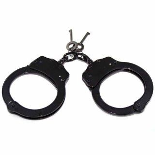 Double Locking Steel Hand Cuffs Police Handcuffs   Black 