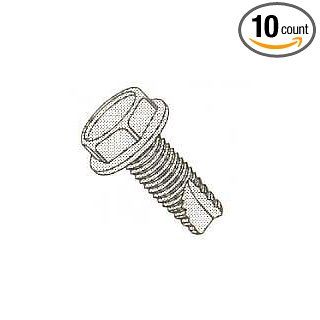 5/16 18x3/4 Thread Cutting Screw Unslot Hex wash Hd, Drilled Head Type F UNC Steel / Zinc Plated, Pack of 10 Thread Forming And Cutting Screws