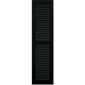 Winworks Wood Composite 15 in. x 59 in. Louvered Shutters Pair #653 Charleston Green 41559653