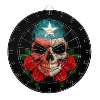 Texas Flag Skull with Red Roses Dart Boards