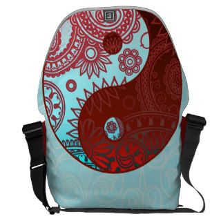 Patterned Yin Yang Red and Blue Messenger Bags
