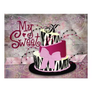 Zebra Cake Sweet 16 Invitations
