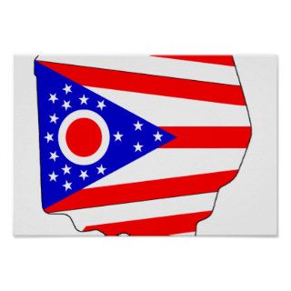 Ohio Flag Map Poster