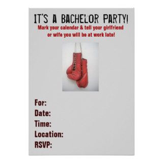 Boxing Gloves Bachelor Party Invitations