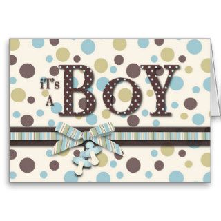 Dot Print and 3D look Bow Baby Shower Card