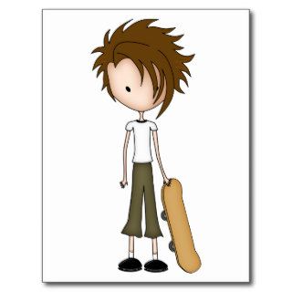 Cute Cartoon Emo Boy Skateboarder Post Card