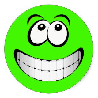 Green Crazy Eyes Smiley Face Stickers