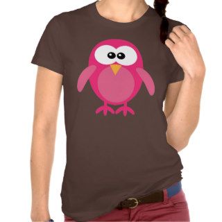 Cute Pink Cartoon Owl T Shirts
