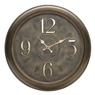 Elements Round 18 inch Bronze Number Clock Elements Clocks
