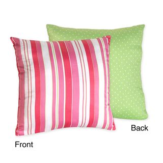 Sweet JoJo Designs 'Olivia' Pink Stripe/ Green Dots Reversible 16 inch Decorative Pillow Sweet Jojo Designs Throw Pillows