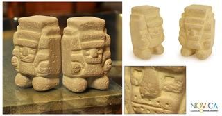 Pair of Ceramic 'Tlaloc, God of Rain' Statuettes (Mexico) Novica Statues & Sculptures
