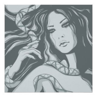Beautiful Girl & Snake   Various sizes available Poster
