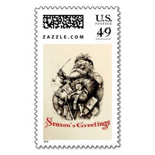 Merry Old Santa Claus Season's Greetings Postage Stamps