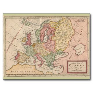 Historic 1721 Map of Europe Postcards