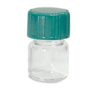 Qorpak GLC 08765 Borosilicate Glass 1.85mL Clear Type I Compound Vial, with Green Thermoset F217 and PTFE Lined Cap, 14.65mm Diameter x 26mm Height (Case of 144) Science Lab Sample Vials