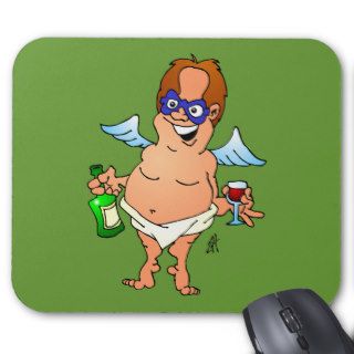 Christmas angel having a glass of wine mouse pad