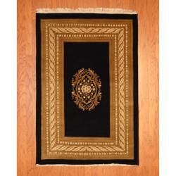Indo Hand knotted Tibetan Black/ Ivory Wool Rug (3'11 x 5'11) 3x5   4x6 Rugs