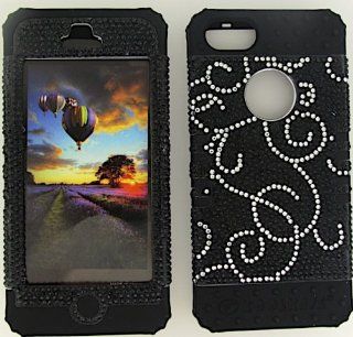 3 IN 1 HYBRID SILICONE BLING COVER FOR APPLE IPHONE 5 HARD CASE SOFT BLACK RUBBER SKIN VINES BK FD147 KOOL KASE ROCKER CELL PHONE ACCESSORY EXCLUSIVE BY MANDMWIRELESS Cell Phones & Accessories