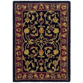 Handmade Heritage Heirloom Black/ Red Wool Rug (2' x 3') Safavieh Accent Rugs