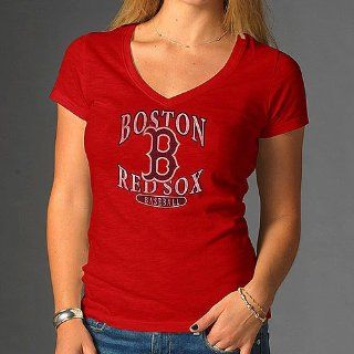 Boston Red Sox Women's Scrum V Neck T Shirt by '47 Brand  Sports Fan T Shirts  Sports & Outdoors