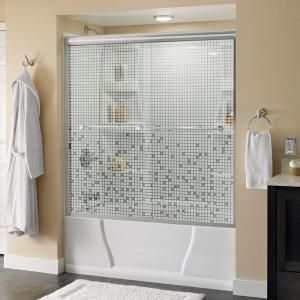 Delta Panache 59 3/8 in. x 56 1/2 in. Sliding Bypass Tub Door in Polished Chrome with Frameless Mozaic Glass 158792