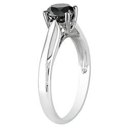 Miadora Sterling Silver 1ct TDW Black Diamond Solitaire Ring Miadora Diamond Rings