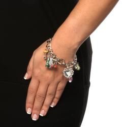 Lillith Star Enamel and Silvertone Crystal Uptown Girl Charm Bracelet Palm Beach Jewelry Charm Bracelets