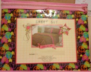 Pink Cookie Queen Sheet Set Peace and Love  Childrens Pillowcase And Sheet Sets  