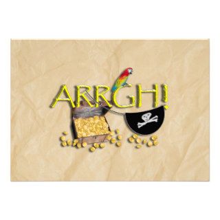 ARRGH With Pirate Treasure, Parrot & Eye Patch Custom Invites