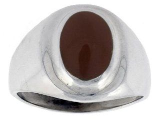 Gent's Sterling Silver Oval Gold Stone Ring Jewelry
