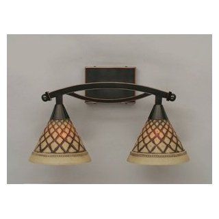 Toltec Lighting 172 BC 7185 Bow   Two Light Bath Bar, Black Copper Finish with Chocolate Icing Glass   Vanity Lighting Fixtures  