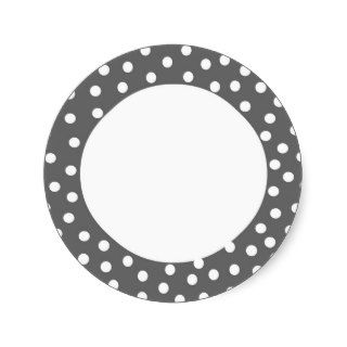 Gray Polka Dot Label Round Sticker