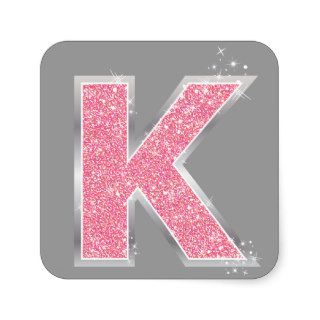 Pink Glitter letter K Stickers