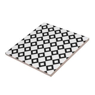 White and Black Diamond Pattern Ceramic Tile