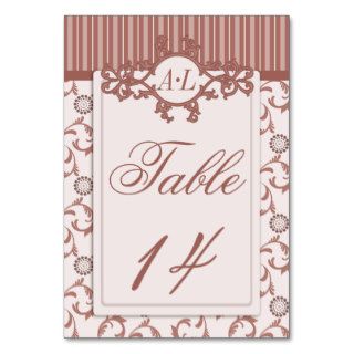 Table Numbers in Ornate Spice Beige Pattern Table Cards