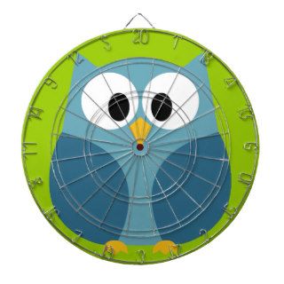 Cute Owl Drawing in bright colors Dart Boards