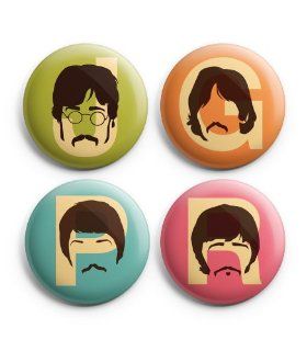 The Beatles Set 4 Pinback Buttons (Set of 4)   Handmade 1.25" Buttons 
