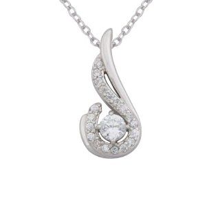 Sterling Silver Simulated Diamond J Shaped Pendant Necklace, 18" Jewelry