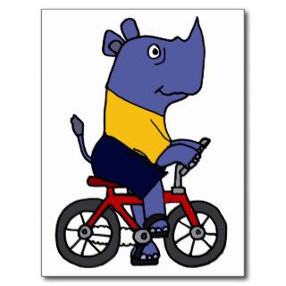 XX  Funny Rhino Riding Bicycle Cartoon Postcards