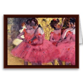 Dancers In Pink In The Wings By Edgar Degas Cards