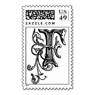Black Floral Monogram 'F'   Stamp
