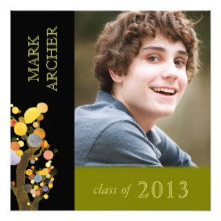 Colorful Trees Graduation 2013 Boy Photo + Party Personalized Invite