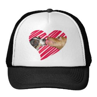 Puppy Love Kiss Red Heart Trucker Hats