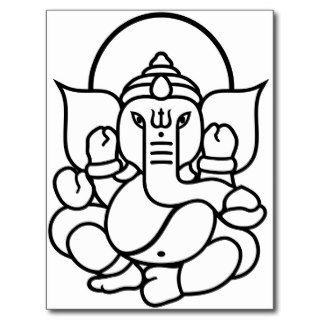 Ganesha Elephant No. 3 (black white) Post Card