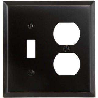 Amerelle 163TDDB Traditional Steel Wallplate with 1 Toggle/1 Duplex Outlet, Aged Bronze   Wall Plates  