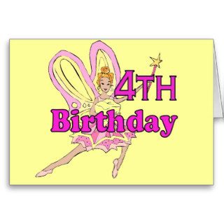 Fairy princess Girl 4th fourth birthday card