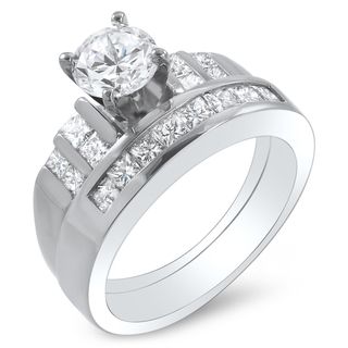 14k White Gold 1 3/4ct TDW Certified Diamond Bridal Ring Set (G H, SI1 SI2) Bridal Sets